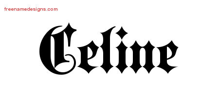 Celine Old English Name Tattoo Designs