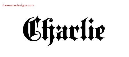 Charlie Old English Name Tattoo Designs