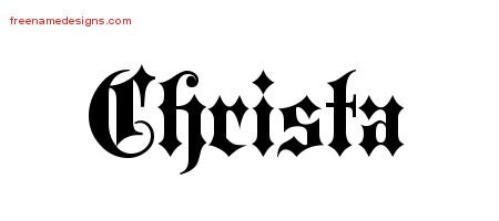 Christa Old English Name Tattoo Designs