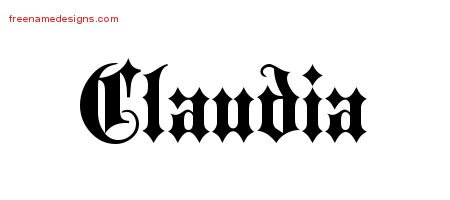 Claudia Old English Name Tattoo Designs