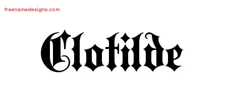 Clotilde Old English Name Tattoo Designs