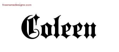 Coleen Old English Name Tattoo Designs