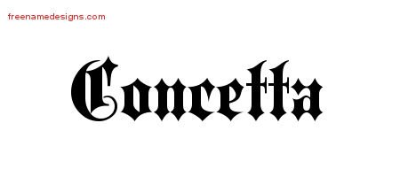 Concetta Old English Name Tattoo Designs