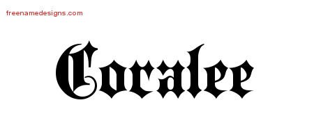 Coralee Old English Name Tattoo Designs
