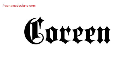Coreen Old English Name Tattoo Designs