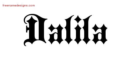 Dalila Old English Name Tattoo Designs