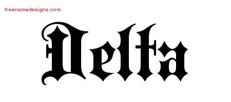 Delta Old English Name Tattoo Designs