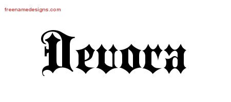 Devora Old English Name Tattoo Designs