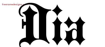 Dia Old English Name Tattoo Designs