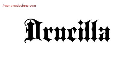 Drucilla Old English Name Tattoo Designs