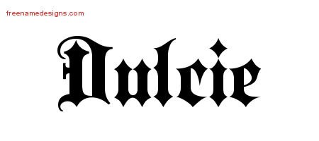 Dulcie Old English Name Tattoo Designs