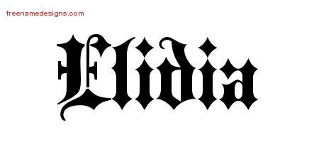 Elidia Old English Name Tattoo Designs