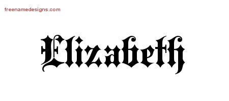 Elizabeth Old English Name Tattoo Designs