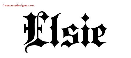 Elsie Old English Name Tattoo Designs
