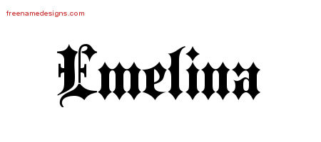 Emelina Old English Name Tattoo Designs