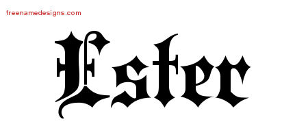 Ester Old English Name Tattoo Designs