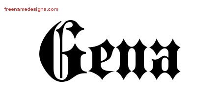 Gena Old English Name Tattoo Designs