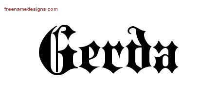 Gerda Old English Name Tattoo Designs