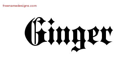Ginger Old English Name Tattoo Designs