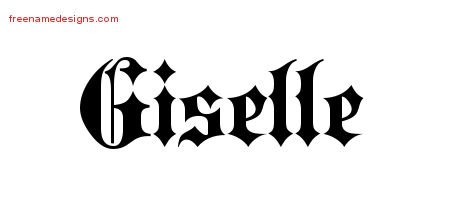 Giselle Old English Name Tattoo Designs