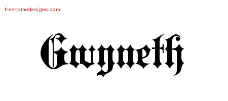 Gwyneth Old English Name Tattoo Designs