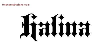Halina Old English Name Tattoo Designs