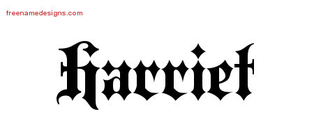 Harriet Old English Name Tattoo Designs