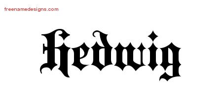 Hedwig Old English Name Tattoo Designs