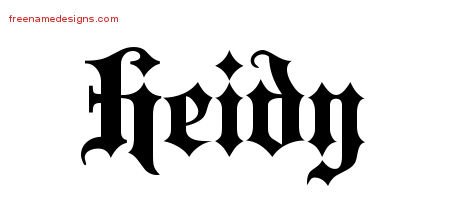Heidy Old English Name Tattoo Designs