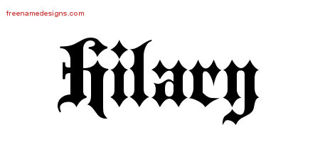 Hilary Old English Name Tattoo Designs
