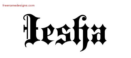 Iesha Old English Name Tattoo Designs