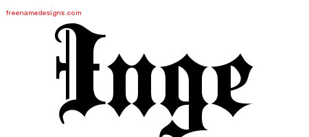Inge Old English Name Tattoo Designs