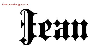 Jean Old English Name Tattoo Designs