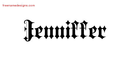 Jenniffer Old English Name Tattoo Designs