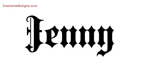 Jenny Old English Name Tattoo Designs