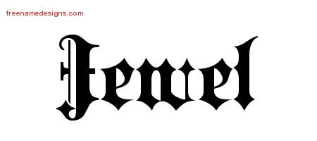 Jewel Old English Name Tattoo Designs