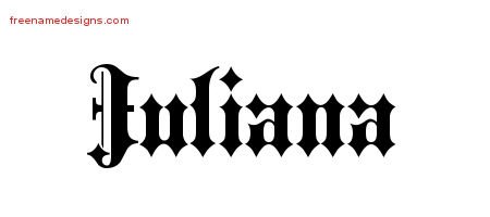 Juliana Old English Name Tattoo Designs