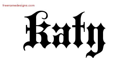 Katy Old English Name Tattoo Designs