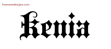 Kenia Old English Name Tattoo Designs