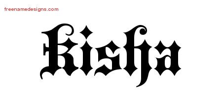 Kisha Old English Name Tattoo Designs