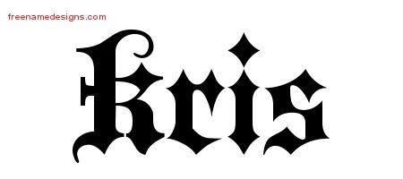 Kris Old English Name Tattoo Designs