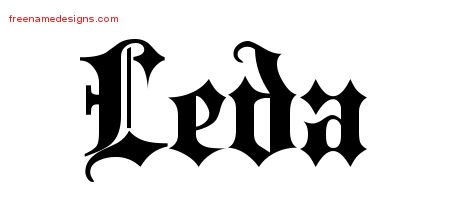 Leda Old English Name Tattoo Designs