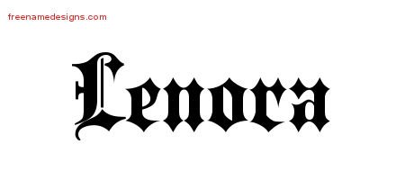 Lenora Old English Name Tattoo Designs