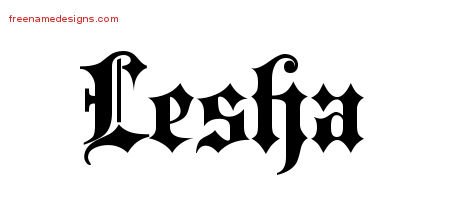 Lesha Old English Name Tattoo Designs