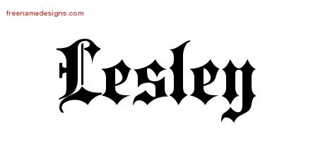 Lesley Old English Name Tattoo Designs