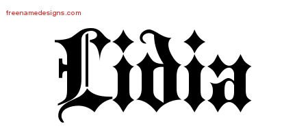 Lidia Old English Name Tattoo Designs