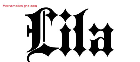 Lila Old English Name Tattoo Designs