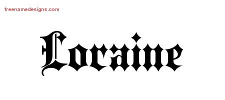 Loraine Old English Name Tattoo Designs