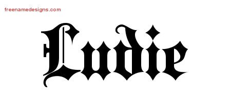 Ludie Old English Name Tattoo Designs