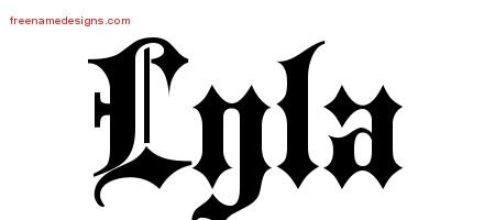 Lyla Old English Name Tattoo Designs
